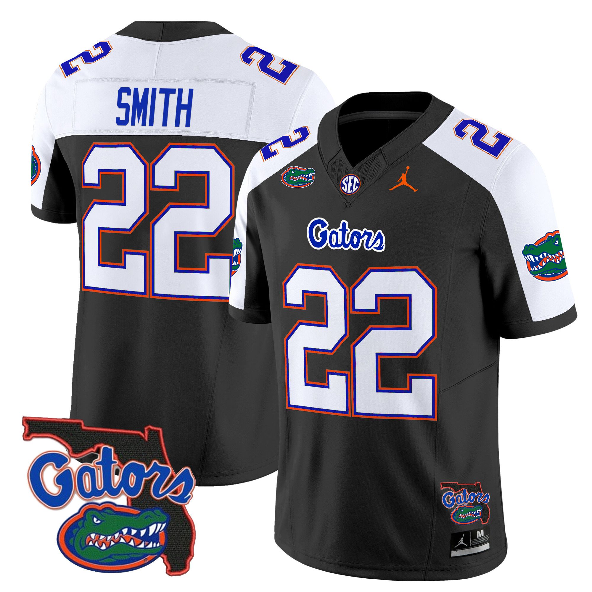 Men Florida Gators #22 Smith Black 2024 Florida Patch Vapor Limited NCAA Jersey